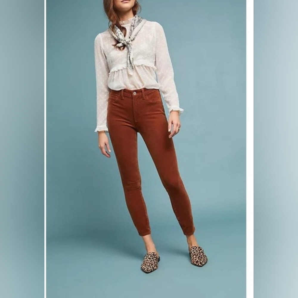 Anthropologie PILCRO Women's Corduroy High-Rise Skinny Ankle Jeans Brown Size 29